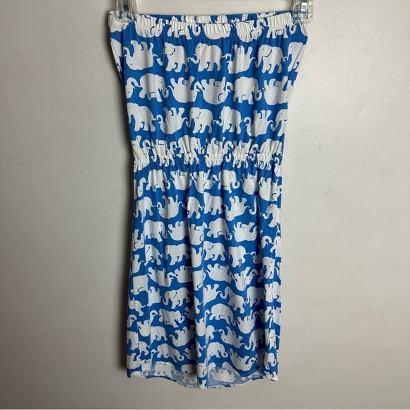 Lilly Pulitzer Dresses & Skirts - Lilly Pulitzer Windsor Strapless Dress XS Tusk In Sun Blue White Elephants Pima